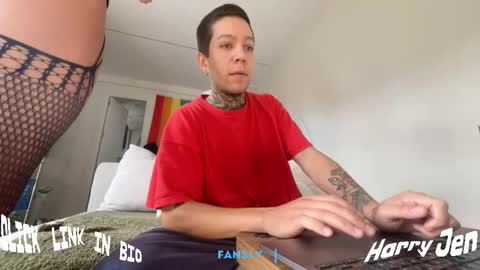 Snapshot of harry_jen chatting on 10.26.25 TAP HERE choise Harry tattoo on chest Jen curls hair online show from 10.26.25