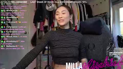Snapshot of millamischief chatting on 06.27.26 Milla Mischief online show from 06.27.26