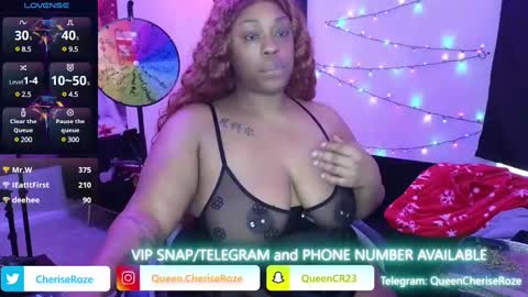 Snapshot of queencroze chatting on 12.29.24 Queen Cherise Roze online show from 12.29.24
