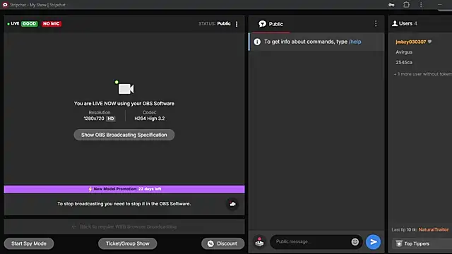 Snapshot of old_Domino chatting on 05.30.26 old Domino online show from 05.30.26